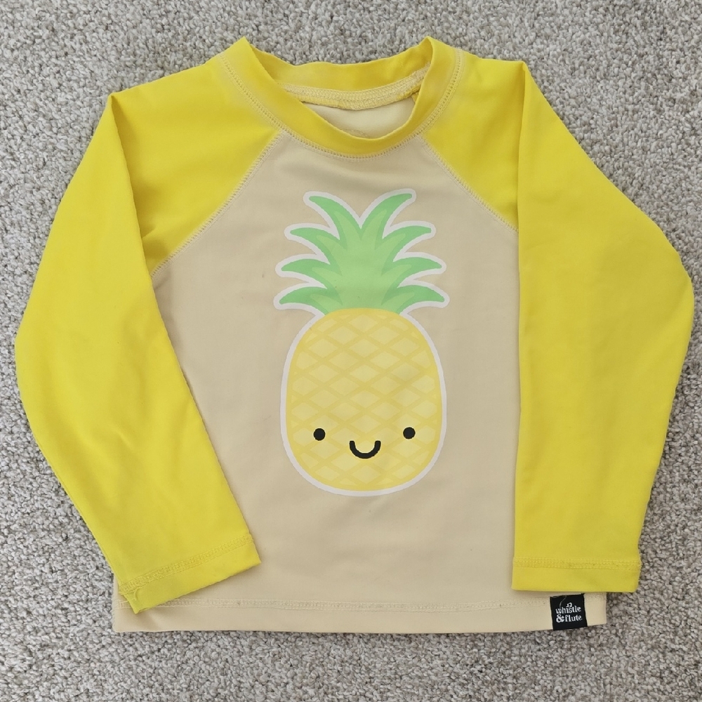 Kids Yellow Pineapple Rashguard Swim Shirt